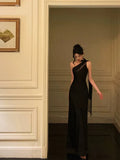 Sexy A Line One Shoulder Black Floor Length Prom Dresses Birthday Dress, HZ0307