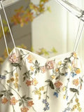 Sexy A line Spaghetti Straps Ivory Floral Satin Prom Dresses Birthday Outfits Evening Gown, HZ0307