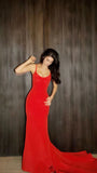 Sexy Red Mermaid Satin Prom Dresses, Long Party Dress For HZ0307