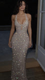 Shining Mermaid Prom Dress, Sexy Halter Long Evening Gown, HZ0307