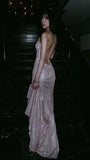 Shiny Mermaid Long Prom Dresses Cross Back Evening Formal HZ0307