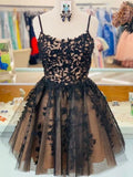 LTP1064,Cute black lace short homecoming dresses mini hoco HZ0307