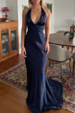 Simple Prom Dresses Cross Back Evening Party Dress Sleeveless Formal HZ0307