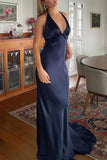 Simple Prom Dresses Cross Back Evening Party Dress Sleeveless Formal HZ0307