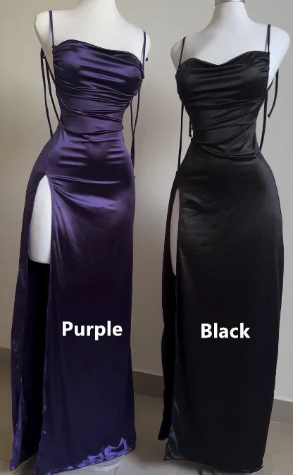 Simple Prom Dresses Sheath Satin Long Sexy Party HZ0307