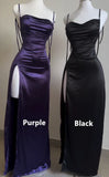 Simple Prom Dresses Sheath Satin Long Sexy Party HZ0307