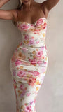 Spaghetti Straps Floral Sheath Party Dress, Floor Length Prom HZ0307