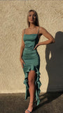 Spaghetti Straps Ruffle Formal Prom Dresses, HZ0307