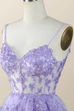 Spaghetti Straps Ruffle Lace Sequin Homecoming HZ0307