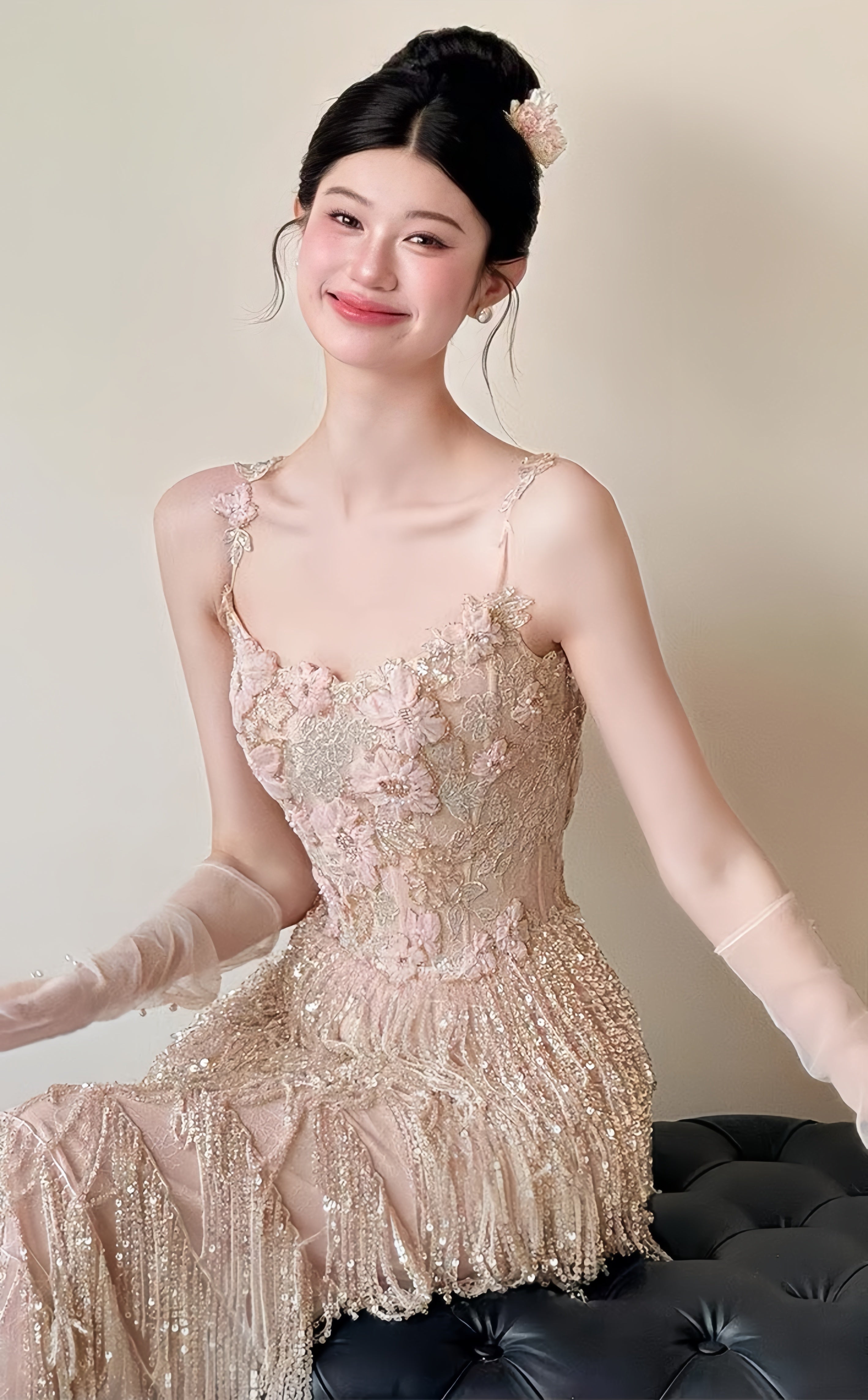 Sparkle Appliques Sheath Prom Dresses Tassel Night Dance HZ0307