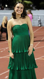 Strapless Chiffon Ruffle Prom Dress, Sleeveless Long Evening Party Gown, HZ0307