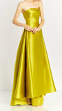 Strapless Lemon Yellow Satin Party Dress, Long Prom Dresses For Women, HZ0307