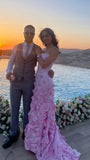 Strapless Pink Floral Mermaid Party Evening Dress, Formal Celebrity HZ0307