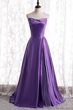 Strapless A-line Purple Long Party HZ0307