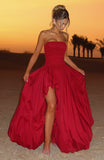 Strapless Pink Prom Dress - A-Line Formal Gown with High HZ0307