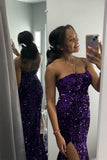 Strapless Sequin Mermaid Long Prom Dress with HZ0307