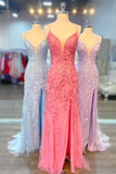 Straps Lace Appliques Mermaid Long Formal Dress with Lace Up HZ0307