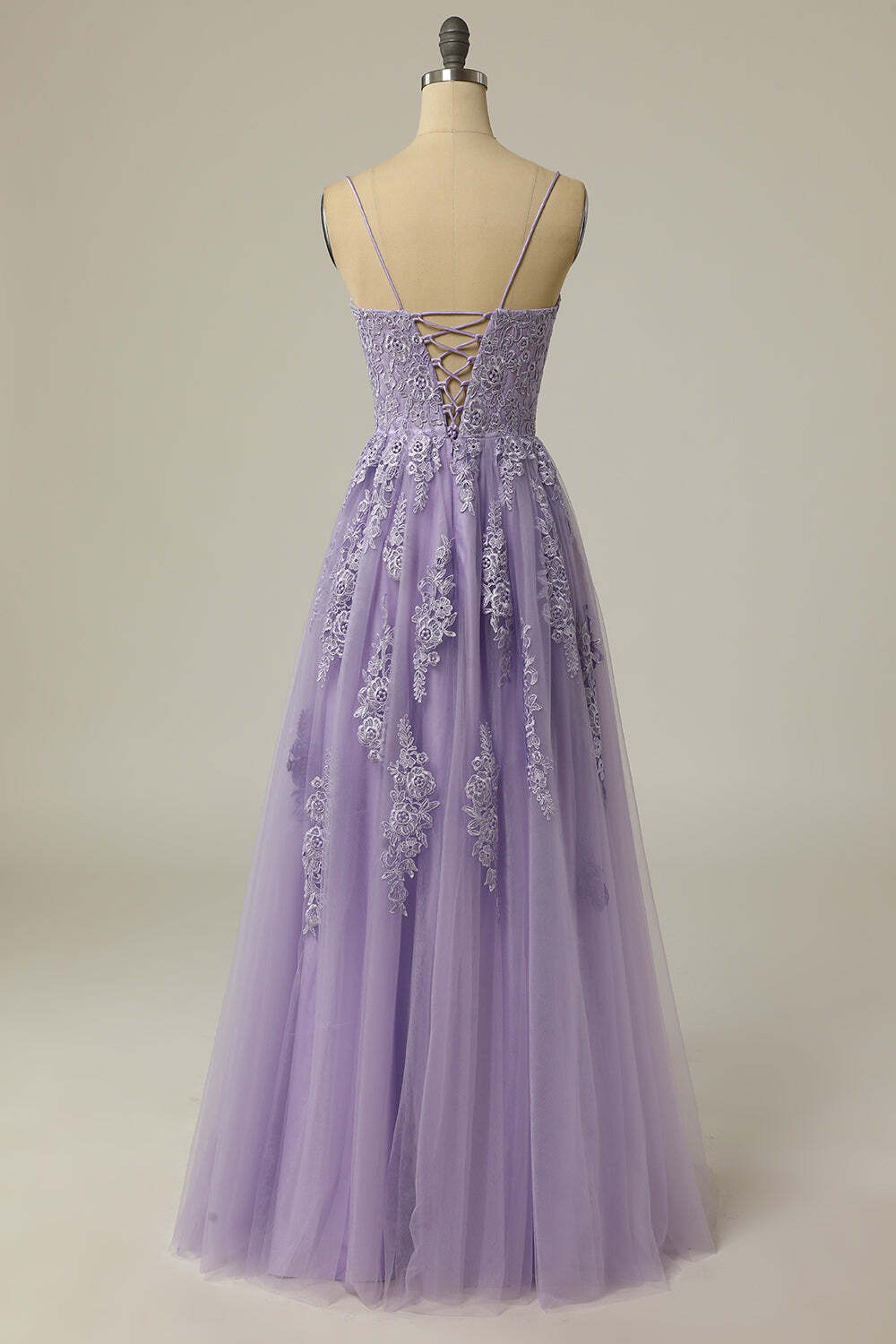 Straps Lavender A-line Appliques Long Prom HZ0307