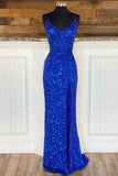Straps Royal Blue Sequin Mermaid Long Formal HZ0307