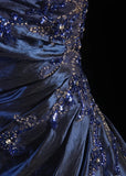 Stunning Blue Beaded Prom Dress - Strapless Long Evening Formal HZ0307