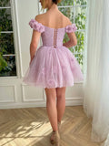 Stunning Lilac Floral Homecoming Dresses Mini School Dance Dress, HZ0307
