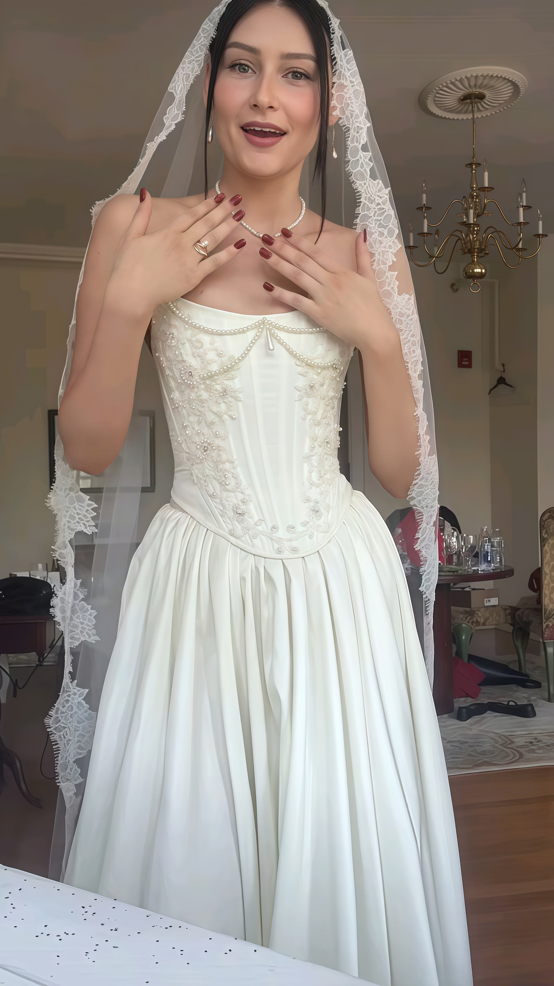 Simple Ivory Satin Corset Top With Lace Up Back for Abigail HZ0307