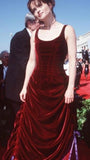 Vintage Burgundy Velvet Ball Gown Long Prom Evening HZ0307
