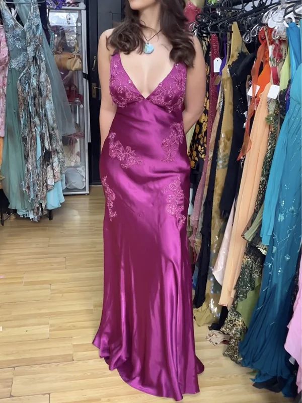 Vintage Mermaid Applique Sheath V-neck Senior Prom Dress Long Party Dress, HZ0307