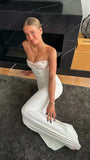 White Strapless Sheath Long Prom Dress Elegant Party HZ0307