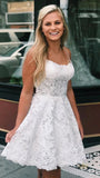 LTP1115,White Lace Homecoming Dress ,Short Prom Dress,White Formal Dress,A-Line Graduation School Party HZ0307
