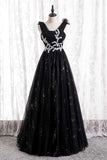 Princess A-line Black Tulle Long Formal HZ0307