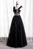 Princess A-line Black Tulle Long Formal HZ0307