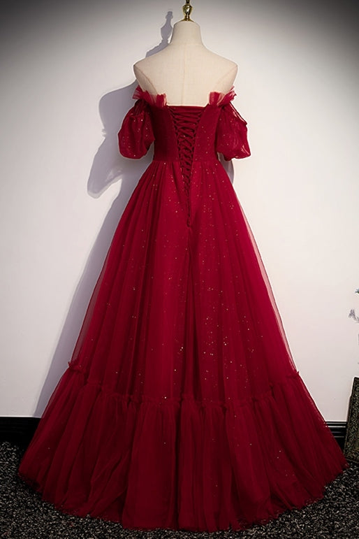 Off the Shoulder Red Long Formal HZ0307