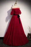 Off the Shoulder Red Long Formal HZ0307