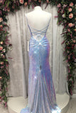 Straps Royal Blue Sequin Mermaid Slit Long Prom HZ0307