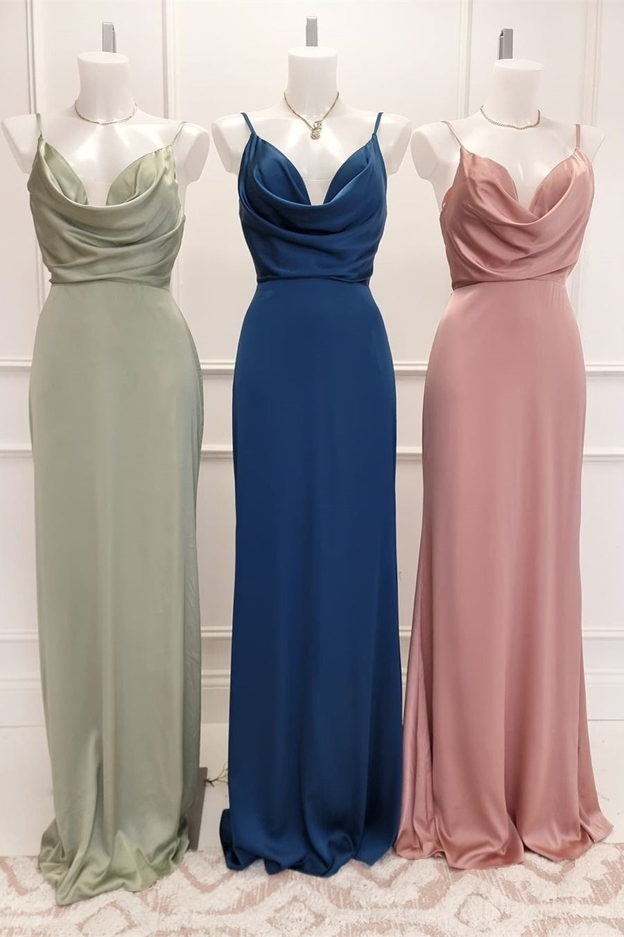 Flattering Cowl Neck Silk Long Prom HZ0307
