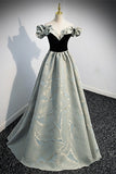 Fairy Off the Shoulder Black and Green Satin Long Prom HZ0307