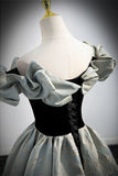 Fairy Off the Shoulder Black and Green Satin Long Prom HZ0307