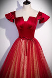 Unique Red A-line Long Princess Dress with Cap HZ0307