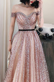 Stunning Off the Shoulder Champagne Long Formal HZ0307