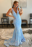 Light Blue Sequin Mermaid Long Formal HZ0307