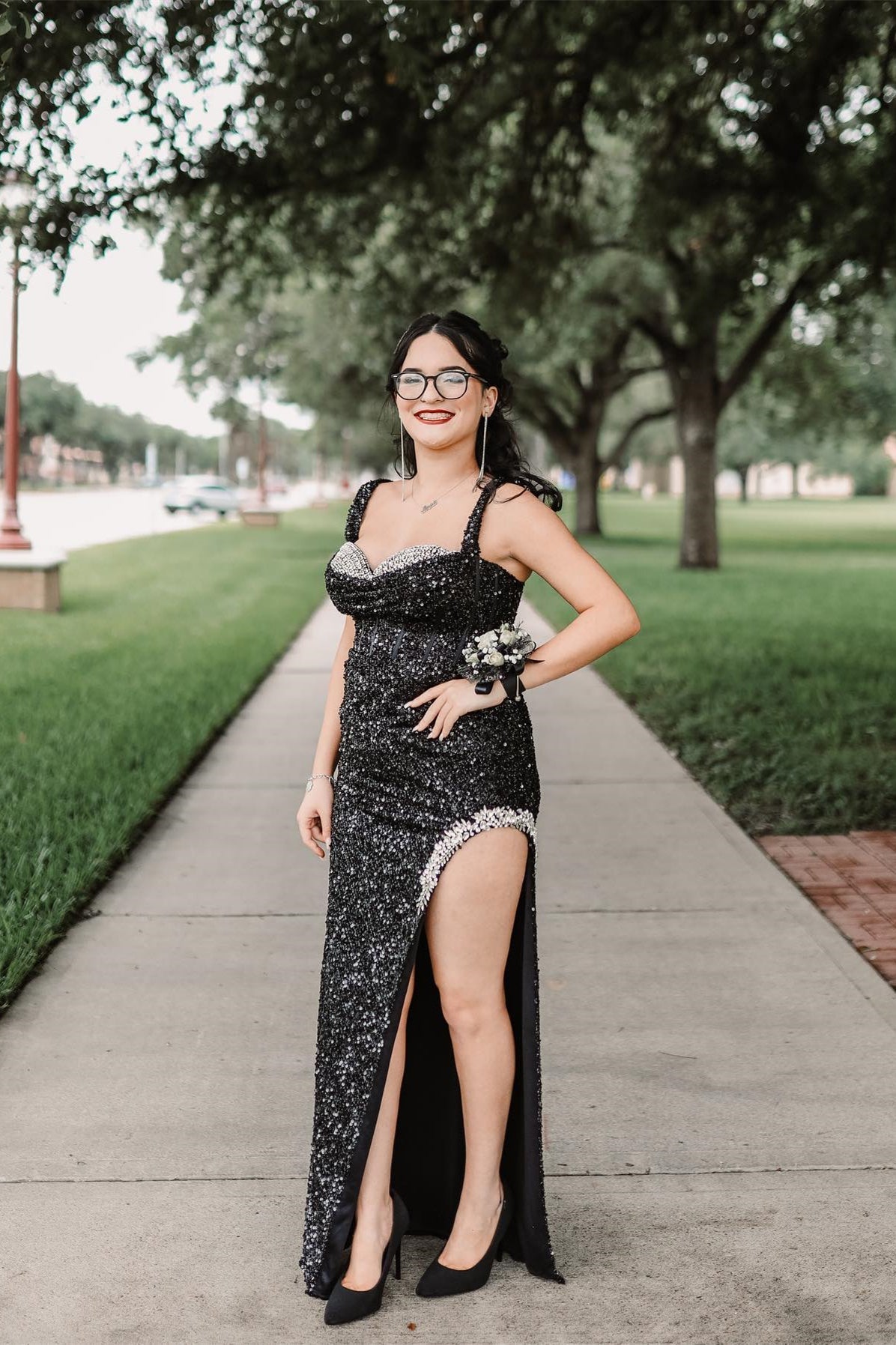 Sexy Black Sequin Tight Long Formal Dress with HZ0307