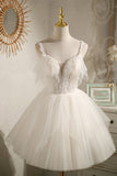 Sweet Ivory A-line Lace and Tulle Short Party HZ0307