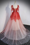 Princess Red Ombre A-line Long Formal Dress with HZ0307