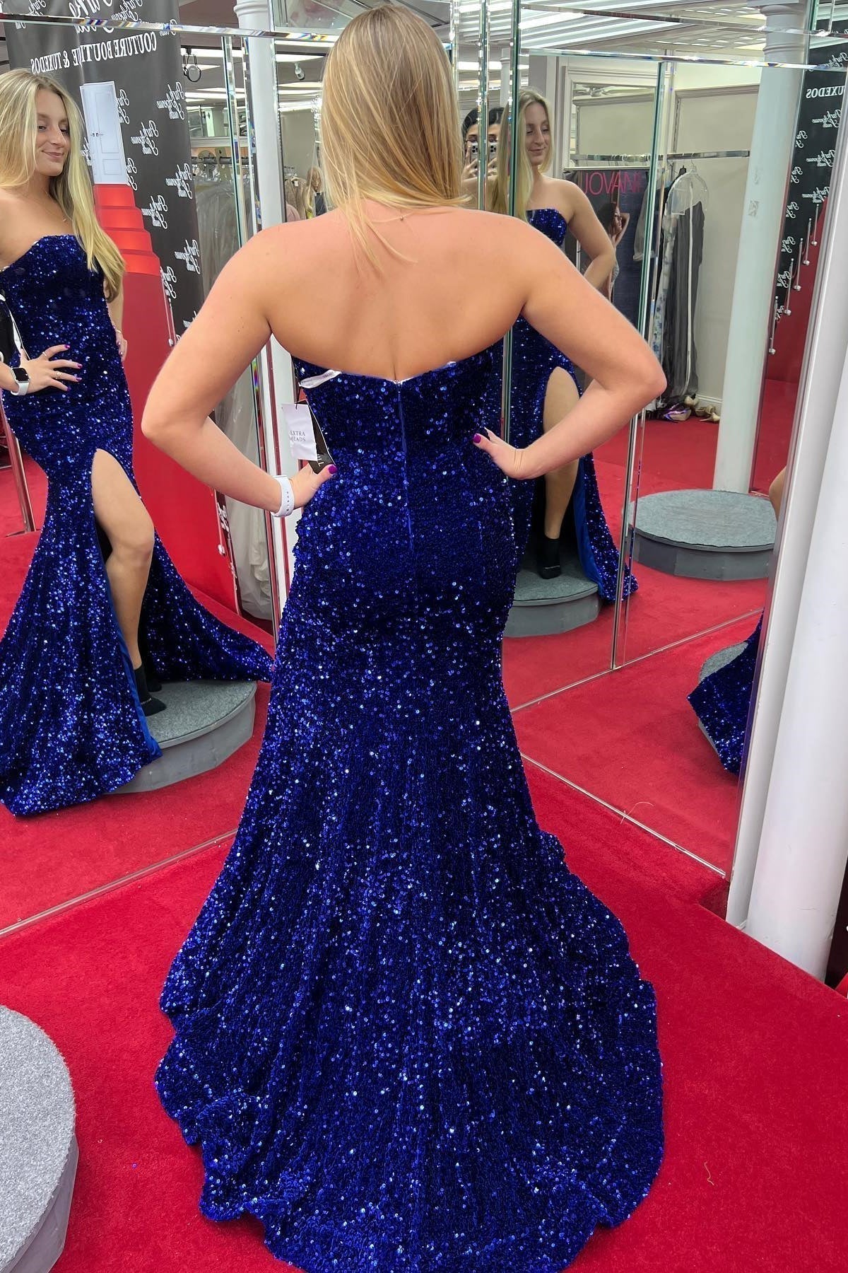 Strapless Sequin Mermaid Long Prom Dress with HZ0307