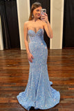 Sweetheart Blue Sequin Mermaid Long Formal HZ0307