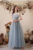 Princess Misty Blue Strapless A-line Long Formal HZ0307