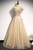 Off the Shoulder Champagne Long Party HZ0307