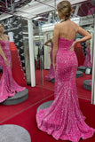 Pink Sequin Mermaid Long Formal Dress with Sweetheart and Side HZ0307