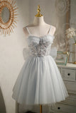 Princess Grey Beaded Short A-line Party HZ0307